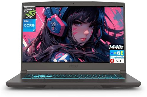 msi Thin 15 Gaming Laptop, 15.6 FHD IPS 144Hz, Intel 8-core i5-13420H, NVIDIA GeForce RTX 4050, 16GB RAM, 1TB SSD, Backlit Keyboard, WiFi 6E, Bluetooth, Gray, Windows 11, EAT Laptop Foldable Stand