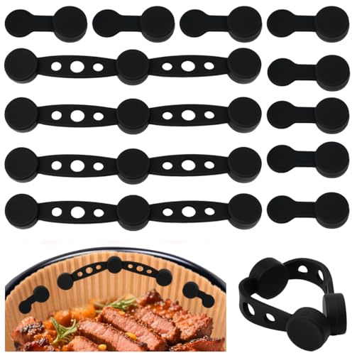 Vunanvu 12 Stück Silikon Magnete für Airfryer Backpapier Magnetische Silikon Befestigungsschnalle Magnete Silikonschnallen für Heißluftfritteuse Verhindern Backpapier von Abdeckung Lebensmitteln