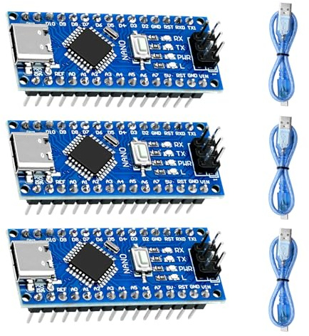 ARCELI Nano 328P Carte de développement V3 avec puce CH340 5V 16M Microcontrôleur Type-C Connecteur compatible Arduino IDE (3 pièces)