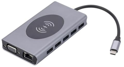 Jooehyer 13-In-1 Type C Docking Station Adapter 15W Wireless Charger USB3.0Hub Hub PD100W Expander RJ45 Gigabit Network Card