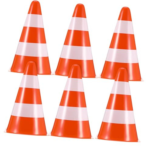 BIUDECO 6 Piezas Conos de Tráfico Portátiles Naranja Señalización Reflectante para Seguridad Vial Control de Aparcamiento y Obras Conos Apilables de Plástico Resistente