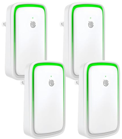 Air Purifier for Bedroom, 4-Pack Ionic Air Purifier Plug In UK with 3-Gear Nightlight - Silent Operation,Filter-Free Negative Ion Technology for Smokers, Reduces Odours from Pets Toilet Dust Office