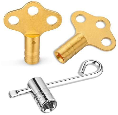Ancable 3 Stück Heizkörper-Entlüftungsschlüssel-Set aus Massivmessing - Robust & Stabil - Universal Passend für Alle Heizkörper - Handtuchheizkörper-Schlüssel für Heizungswartung