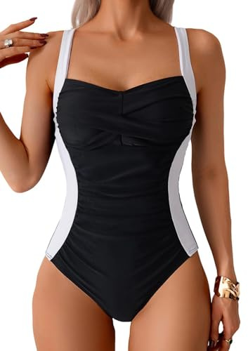 Sangdut Womens One Piece Swimsuit V Neck Tummy Control Swimming Costume with Adjustable Straps Push Up Bathing Suit Swimwear