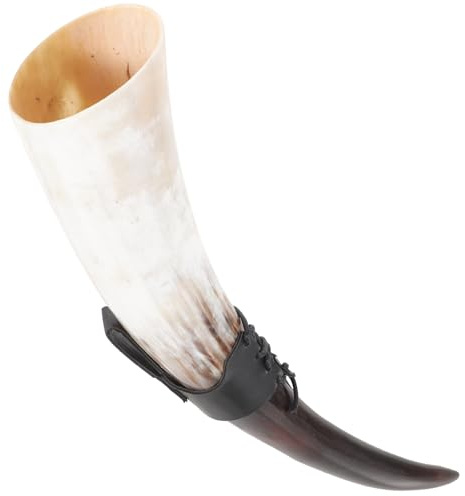 MAGICLULU Bicchiere Decorativo in Corno di Bue 20-30 Cm, Tazza da Bere Fatta a Mano in Corno Naturale, Boccale per Vino Resistente e Facile da Trasportare per Arredamento e Ristorazione