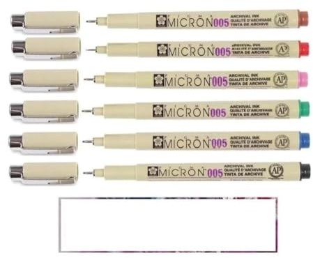 PIGMA MICRON Sakura 005 Fineliner Set - 6 Colours och 1 kort