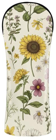 Copertura per mazze da golf vintage con fiori selvatici e erbe, per mazze da golf, in pelle sintetica ibrida, con etichette numeriche, per donne e uomini