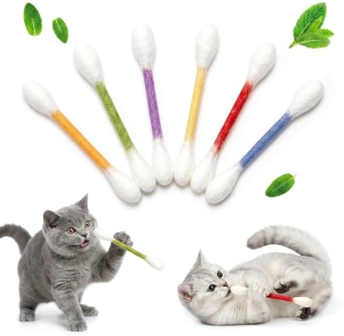 QEEROYO Lot 6 Cotons-Tiges, BâTons Jouet à MâCher Chaton, pour Chat avec Herbe à Chat GéAnte Interactive en Feutre pour Chaton, Cordes de Dentition Dentaires Our l'exercice de L'Ennui