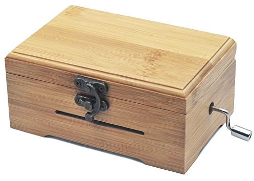 Wingostore 30 Notes Hand Crank Music Box Movement with Copper Gear DIY Make Your Music Tool Kit (With Bamboo Box)