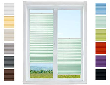 Plissee Rollo NACH MAß Klemmfix ohne Bohren - TOP QUALITÄT Pearl Stoffkollektion | Easyfix klemmträger Faltrollo Jalousie Sichtschutz, Sonnenschutz für Fenster (Mint, B: 101-110cm, H: 171-190cm)