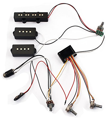 Alnicov Pickup per basso,circuito di preamplificazione EQ a 3 bande Cablaggio per basso elettrico per pickup bassi attivi