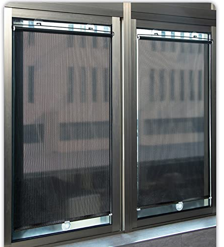 YUESHEN888 2 Stücke Sonnenschutz mit Saugnäpfen,Verdunkelungsrollo,Blickdichtes Faltrollo,TemporäRe Jalousien Automatisch einziehbarer Auto Balkon Fenster Dachfenster Badezimmer (45x125cm)