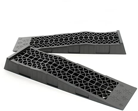 XPOtool Auffahrrampen extra flach 2 Stück aus Kunststoff bis 3 t Autorampe Pkw Auto Kfz Rampe für Sportwagen und tiefergelegte Fahrzeuge