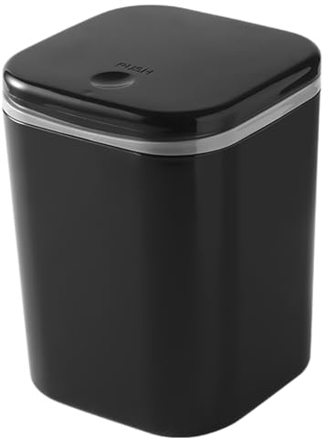 Torytoe Tischmülleimer, Tischabfalleimer mit Deckel Mini Mülleimer Tischabfalleimer Mülltonne Klein Papierkorb Portable Mini Abfalleimer für Schlafzimmer, Esszimmer, Bäder, Büros (Schwarz)