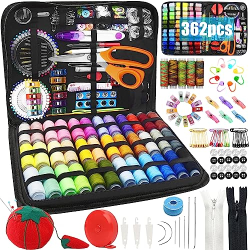 TAVADA 362pcs Nähset,Nähzubehör Set,Sewing Kit,41 Spulen Garn,Premium Großformat Nähset,Nähzeug für Zuhause mit Tragetasche für Anfänger,Reisen,Camping und Familien