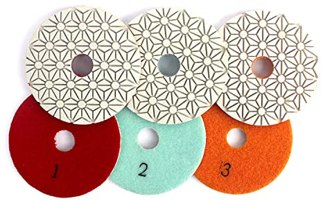 HOMESOM 100mm 3-Schritte Diamant Polierpads Flexible Nassanwendung für Granit Polierwerkzeug Marmor Beton Schleifen