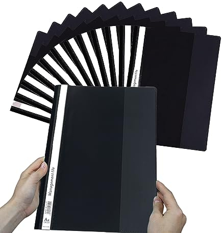 12 Stück A4 Schnellhefter Pappe Prospekthüllen A4 Pappschnellhefter A4 aus Kunststoff mit Transparentem Vorderdeckel Dokumentenmappe Sammelmappen für Dokumente Organisieren