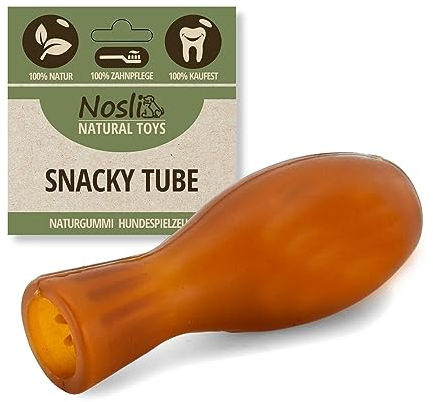 Nosli Natural Toys Snacky Tube für Hunde • Wobbler Snackball Hund • Hundespielzeug Intelligenz • Ohne Farbstoffe • 100% Naturkautschuk • Futterspielzeug & Intelligenzspielzeug
