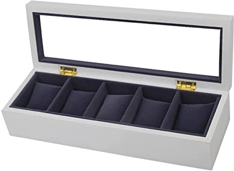 Uhrenkoffer Uhrenrolle Uhrenbox Uhrenschatulle Uhren-Organizer-Display, Transparente Oberseite, Holz, 5 Fächer, Uhrenbox, Aufbewahrungsbox, Organizer, Halter, Geburtstagsgeschenke Uhrenetui Uhren Aufb
