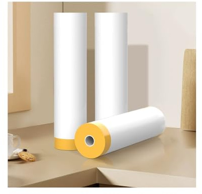 CHANGZHONG Tape and Drape 3 Rolls Transparent Pre-Taped Masking Film for Painting Decorating Covering Masking Paper for Spraying Masking Tape for Auto Wall Furniture Protection 180cm*12m