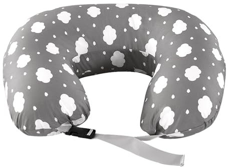 Stillkissen für das Stillen, Ergonomisches Stützkissen Schwangerschaftskissen für Mutter Baby, Stillkissen in Übergröße mit Verstellbarem Taillengurt & abnehmbarem Baumwollbezug (Plusgröße-Grau)