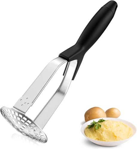 Presse-Purée de Pommes de Terre en Acier Inoxydable, Professionnel Presse Puree Manuel avec Antidérapant Manche, Pliable Broyeur de Pommes pour Fruits, Légumes, Aliments pour Bébés
