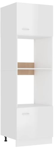 LLEZKBR Möbelstück Mikrowellenschrank Hochglanz Weiß 60x57x207cm Holzwerkstoff
