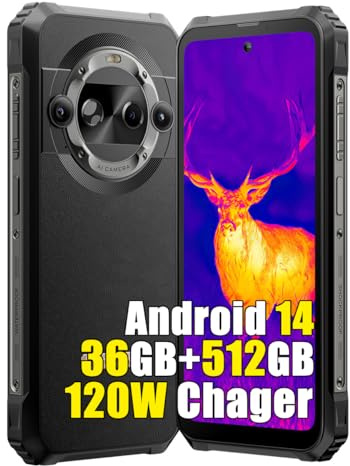 Blackview BL9000 Pro 5G Téléphone Portable Incassable 2025, Caméra Thermique, 36Go+512Go Dimensity 8020, 6.78 FDH+ Double Écran, Android 14 Téléphone, 8800mAh Smartphone Incassable Etanche,Noir