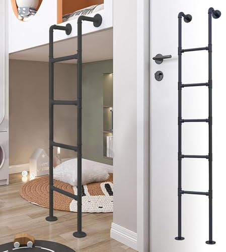 HUJIEAAA Scala a soppalco per Letto a Castello, Scala a gradini in Metallo Resistente, Scala a Muro per Letto Singolo, Scala a Castello per Camper, Scale per soffitta, Scale di Uscita dal s