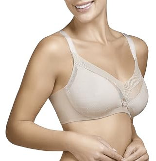 Selene, Reggiseno Donna a Fascia Alta, con Ferretto e Senza Imbottitura, Elegante Trama Geometrica, Collezione Roxana, Colore Naturale, Taglia 7 C