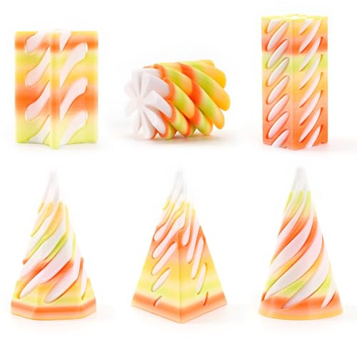 6 PCS 3D Printed Spiral Cone Fidget Toy The Impossible Spiral Fidget Toy 3D Printed Decompression Spiral Cone Toys Mini Stress Relief Decorations Toy for Adult Gift (Rainbow C)