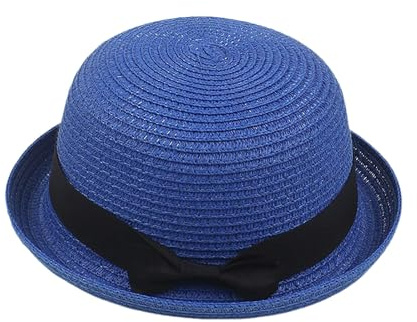 Generisch Sonnenmütze Damen, Strohhut Damen Breiter Krempe Sommerhut Outdoor Sonnenhut Elegant Urlaub Damenhut Atmungsaktiv Faltbar Strandhut Sommer Sonnenschutz Blau