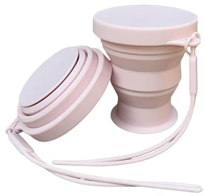 CUAJHNPX gobelet Pliable Tasse d'eau Pliante Portable Extérieure À Haute Température Compression Contrôle De La Bouche 2 Pièces-Rose
