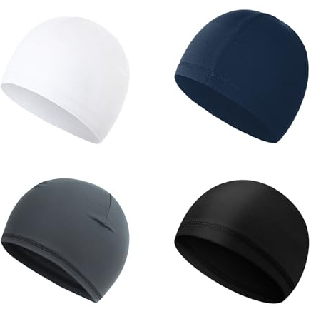 LCUHAVA 4 Stück Dünne Sportmützen - Atmungsaktive Unterhelm-Mützen für Radsport & Lauftraining. Leichte Sommer-Sportkappe aus Polyester, ideal für Damen und Herren