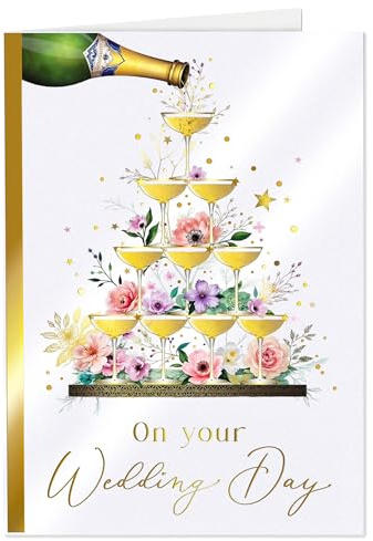 Joli Coon Premium Happy Wedding Card ELEGANT - Elegant Wedding card with premium paper envelope and real wax seal - 17 x 11,5 cm