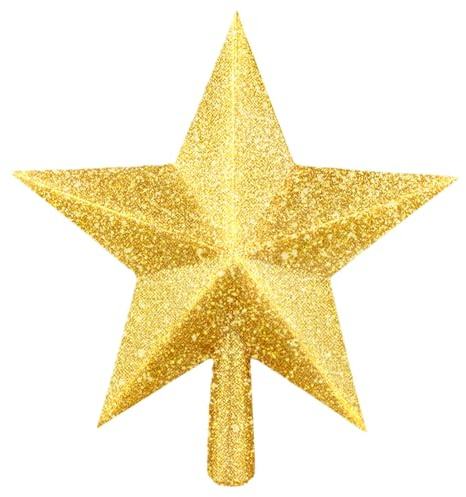 Étoile de Noël 20cm Or Brillant - Topper pour Sapin de Noël avec Effet Pailleté, Décoration de Cime d'arbre en Plastique avec Connecteur