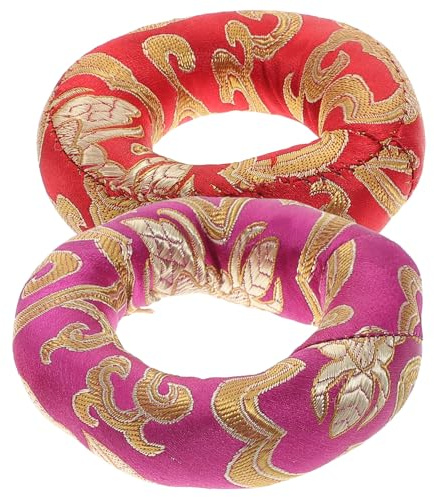 BESPORTBLE 2 Stück Klangschalenkissen aus Nepalesischer Baumwolle 8cm Durchmesser Bunte Meditationsmatten zum Schutz und Dämpfen bei Klangschalen Instrumentenkissen für Buddhismus und Entspannung