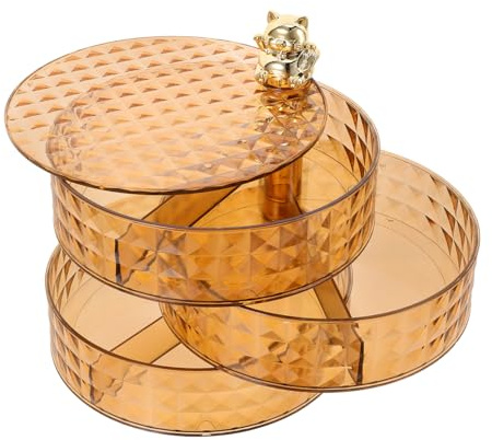 Cabilock Portagioielli Girevole Da Tavolo Scatola Portaoggetti Multistrato Per Gioielli Organizer Per Trucco Trasparente Con Manico