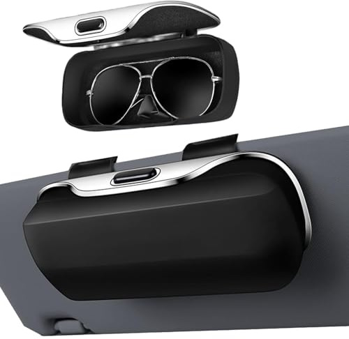 Sightday Brillenhalter Für Auto Mit Haken,Sonnenbrillenhalter Auto Mit Gefüttert,Brillenetui Auto,Tragbarer Sonnenbrillenhalter Für Sonnenblende,Auto Brillenetui,Auto Zubehör(Schwarz)