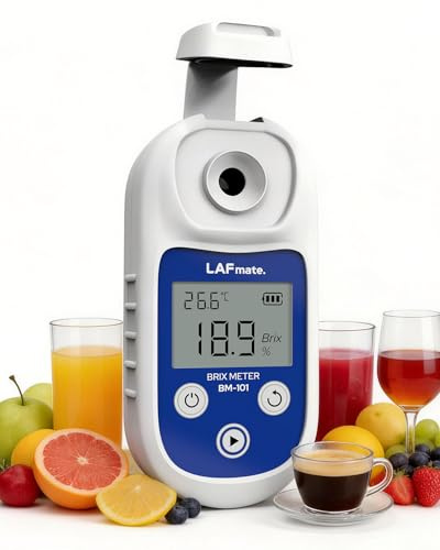 LAFMATE Rifrattometro Digitale 0-55% ±0,2%, BM101 Rifrattometro brix con ATC, IP65 Rifrattometro Digitale brix per Succo, vinificazione & caffè