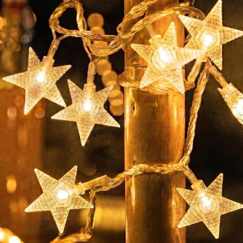 HHMTAKA Warm White Star String Lights 3m 20LED USB Fairy Lights 8modes