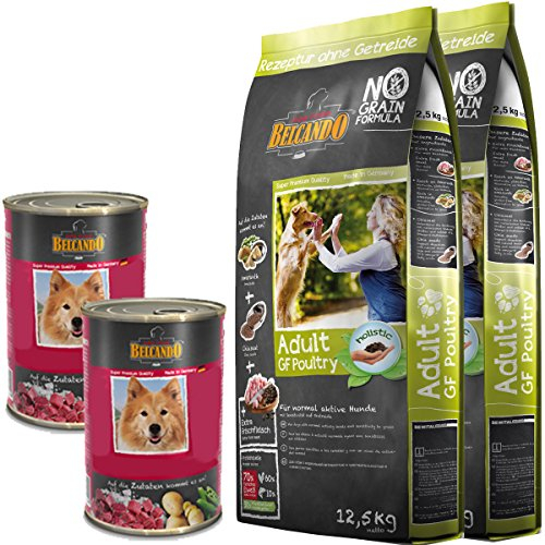Belcando 2 x 12,5 kg Adult GF Poultry + 2 x 800 g Nassfutter