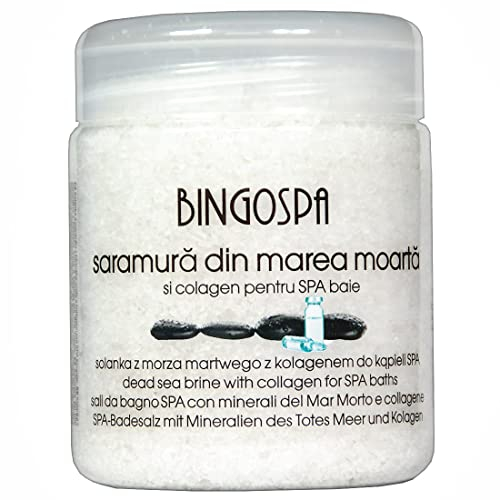 Sali da bagno ai minerali del Mar Morto, con collagene: per rigenerazione cutanea, acne, cellulite, smagliature, problemi della pelle, screpolature, problemi dei capelli 550 g BINGOSPA