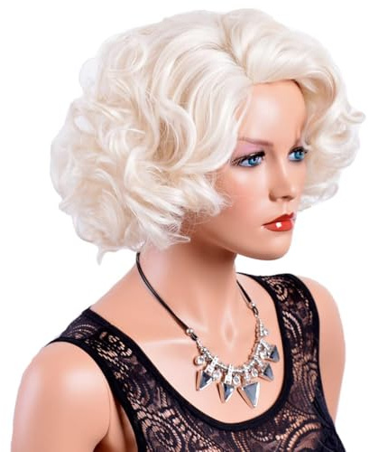 GNIMEGIL Perruque bouclée blonde 30,5cm (années 60)