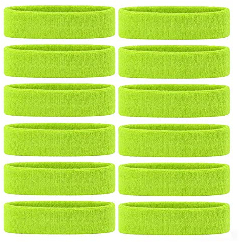 ONUPGO Sweatband Headband for Men & Women - 3/6/12 PCS Sports Headbands Moisture Wicking Athletic Cotton Terry Cloth Sweatband Sweat Absorbing Head Band