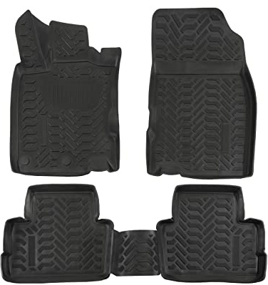 J&J AUTOMOTIVE Tappetini Auto in Gomma su Misura per Nissan Qashqai J11 2014-2021, Set da 4 Pezzi, Bordo Alto 4 cm, Antiscivolo, Inodore, Colore Nero
