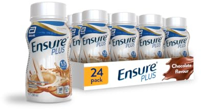 Ensure Plus milkshake style nutritional supplement drink, chocolate flavour, contains protein, vitamins and minerals 24 x 200ml
