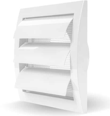 Vent Systems Ø100mm 153x148 mm Weiß - HVAC Abluftkanalabdeckung - Dunstabzugshaube - Außentrockner Entlüftungsabdeckung mit Öffnungsklappe - klimagerät luftabzug wanddurchführung wetterschutzgitter
