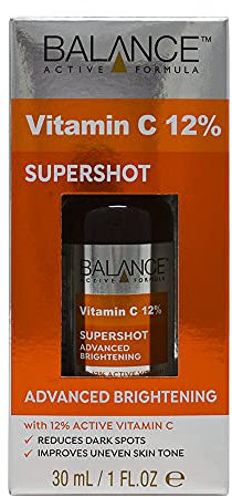 Balance Active Formula 12% Vitamin C Advanced Brightening Supershot Serum (30ml) - Reduces Dark Spots & Improves Uneven Skin Tone.