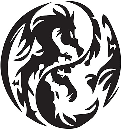 myrockshirt Ying Yang Drache 15cm Aufkleber Autoaufkleber Sticker ohne Hintergrund